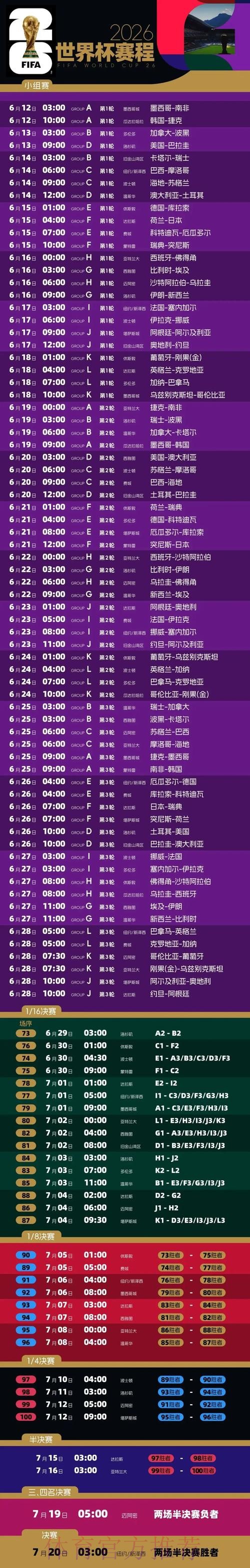 2026世界杯赛程官方发布高清直播在哪里看 2026世界杯赛程官方发布高清直播在哪里看