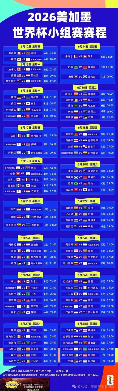 2026世界杯每日赛程一览最新时间表怎么查 2026世界杯每日赛程一览最新时间表怎么查